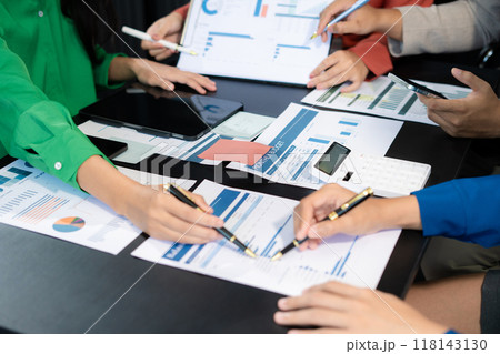 Project manager working and update tasks with milestones progress planning and professional investor working new start up project in the office 118143130