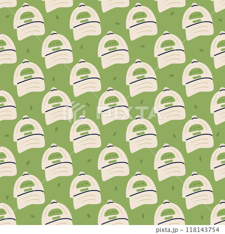 Caps seamless pattern. Tennis cap repeat background. Vector continuous surface design. 118143754