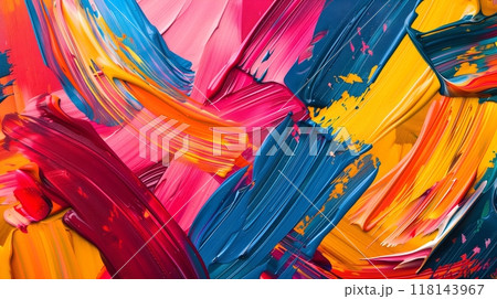 Vibrant Abstract Paint Strokes - Colorful Artistic Expression_6 118143967