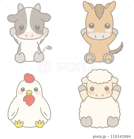かわいい動物のイラストセット かわいい動物のイラストセット 118143984