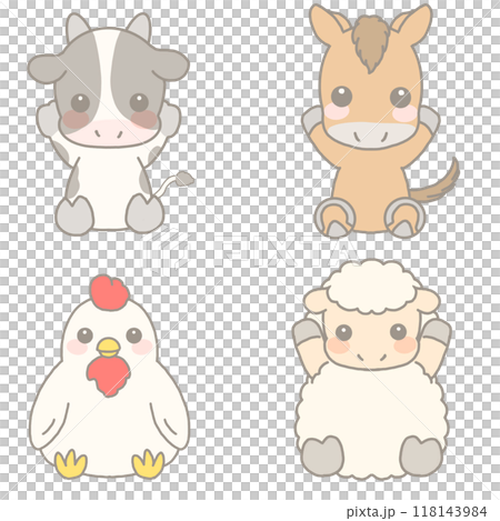 かわいい動物のイラストセット かわいい動物のイラストセット 118143984