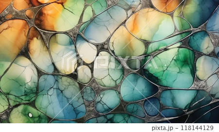 Abstract background with blue, yellow, green and black marble pattern. Abstract background with blue, yellow, green and black marble pattern. 118144129