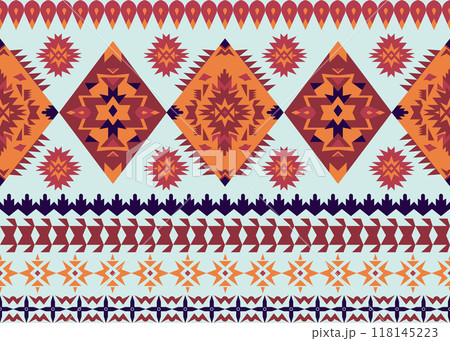 Geometric style, Abstract fabric seamless pattern in a Winter Tone colors, American Indian tribe style Geometric style, Abstract fabric seamless pattern in a Winter Tone colors, American Indian tribe style 118145223
