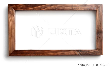 Empty Wooden Picture Frame Isolated on White Background_5 118146256