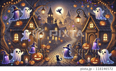 ハロウィン かぼちゃとおばけ ハロウィン かぼちゃとおばけ 118146572