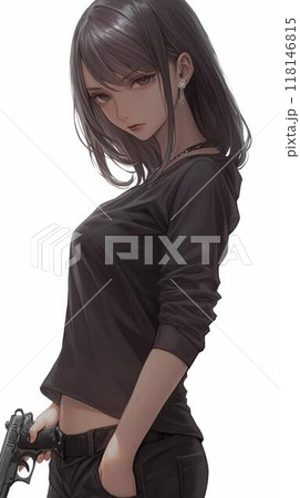 銃を持つカッコイイ女性 銃を持つカッコイイ女性 118146815