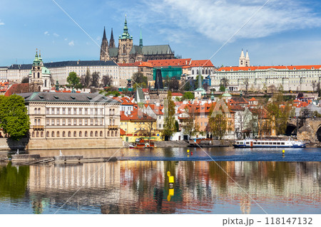 View of Charles bridge over Vltava river and Gradchany View of Charles bridge over Vltava river and Gradchany 118147132