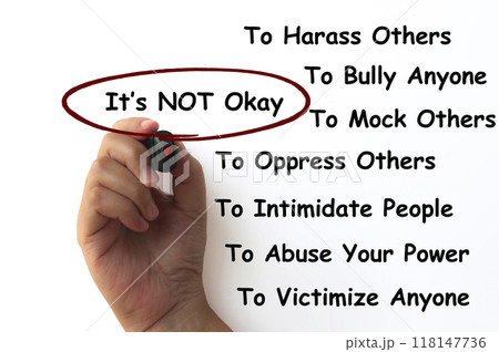 Hand written on It is not okay to all the negativity concept 118147736