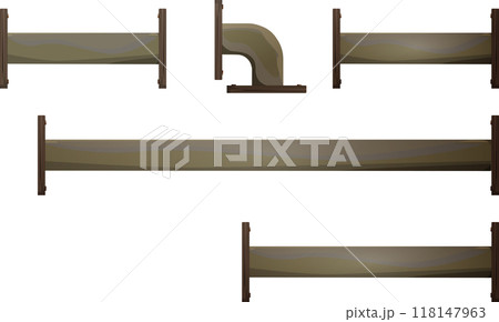 スチームパンクのファンタジー世界の細いパイプ素材 スチームパンクのファンタジー世界の細いパイプ素材 118147963