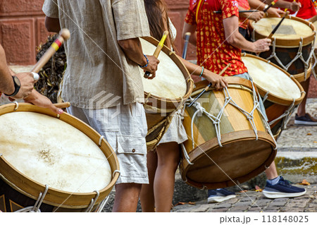 Percussionists and their drums at street Percussionists and their drums at street 118148025