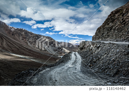 Dirt road in Himalayas. Dirt road in Himalayas. 118148462