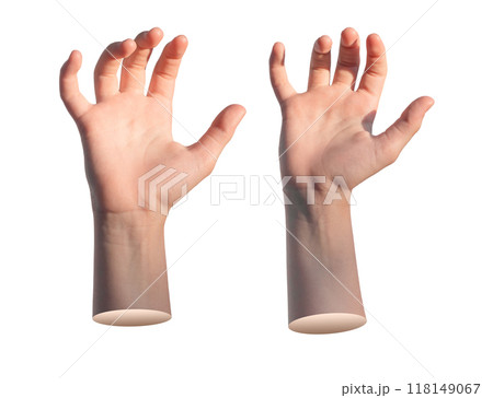 Kids sign for holding, grabbing. Hand grasping invisible object, product, isolated on white Kids sign for holding, grabbing. Hand grasping invisible object, product, isolated on white 118149067