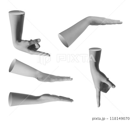 Kids hands pointing, indicating, showing set, isolated on white background. Kids hands pointing, indicating, showing set, isolated on white background. 118149070