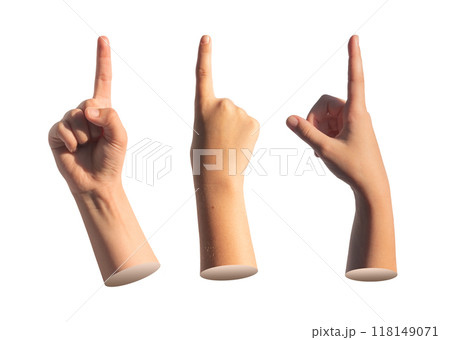 Kids index finger pointing, hand gesture for indicating. Isolated on white background, outstretched Kids index finger pointing, hand gesture for indicating. Isolated on white background, outstretched 118149071