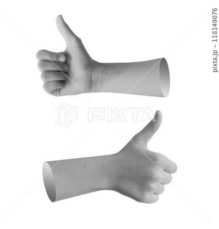 Thumbup gesture, hand showing good, finger like, isolated sign. Approve symbol, confirm choice, Thumbup gesture, hand showing good, finger like, isolated sign. Approve symbol, confirm choice, 118149076