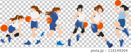 スケットボールをする女性のイラストセット 118149304