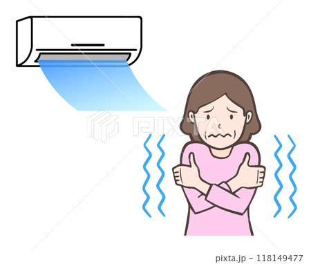 冷房で冷える中年女性 冷房で冷える中年女性 118149477