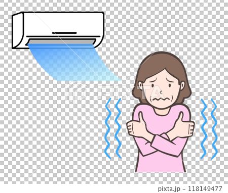 冷房で冷える中年女性 冷房で冷える中年女性 118149477