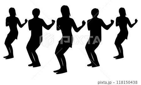 5人がダンスする人物シルエット 118150438