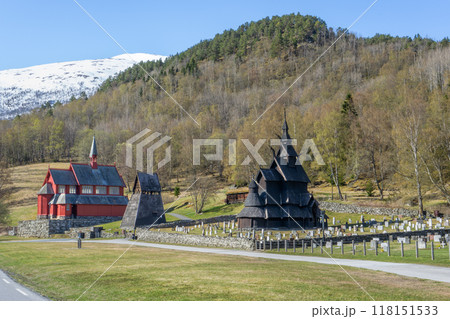 Historic Borgund Stave Church in Norway. Historic Borgund Stave Church in Norway. 118151533