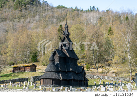 Historic Borgund Stave Church in Norway. Historic Borgund Stave Church in Norway. 118151534