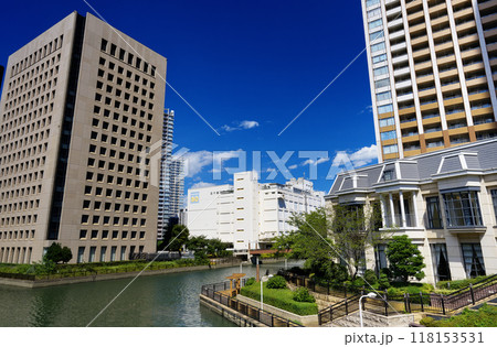 東京ウォーターフロント　芝浦アイランド　芝浦西運河の風景 118153531