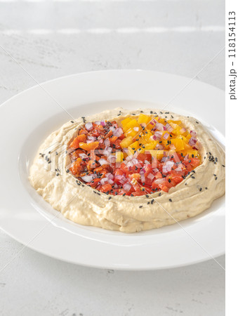 Portion of hummus Portion of hummus 118154113