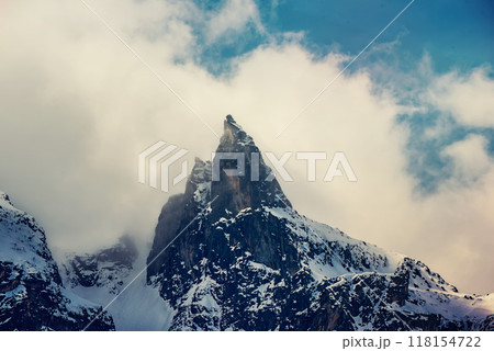 Mountain peaks near Morskie Oko Lake in Poland at Winter. Tatras range Mountain peaks near Morskie Oko Lake in Poland at Winter. Tatras range 118154722