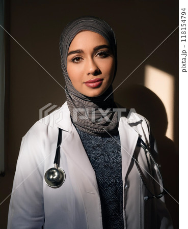 Portrait of a Woman Doctor in Lab Coat 118154794