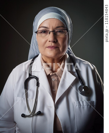 Portrait of a Woman Doctor in Lab Coat 118154843