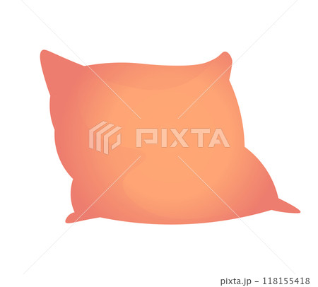 A simple orange pillow created in flat vector style Shows minimalistic design with clean lines and smooth shading reflecting a modern approach Perfect for decor themes 118155418
