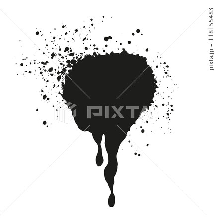 Black ink splatter vector illustration in flat style isolated on white background Modern abstract art blot design 118155483
