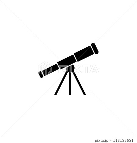 Black telescope vector icon for astronomy and space exploration 118155651