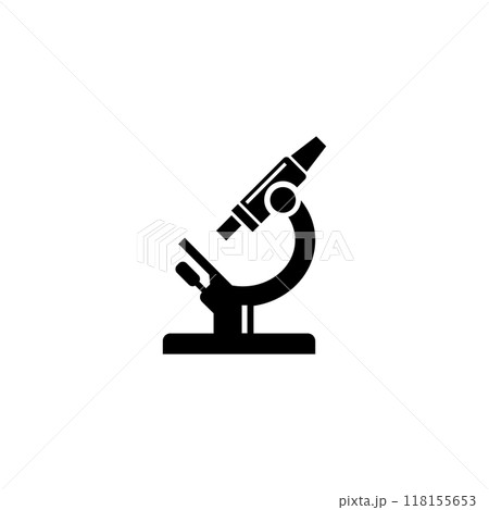 Black silhouette of a microscope, ideal for science and research themes 118155653