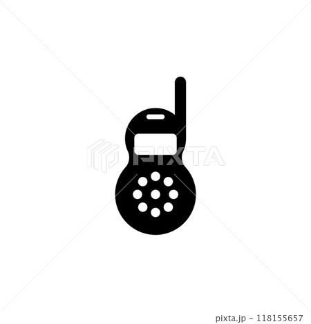 Iconic black silhouette of a classic handheld walkie-talkie device 118155657