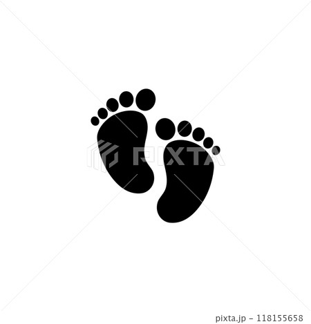 Black silhouette of human footprints, symbolizing walking, journey, and direction 118155658