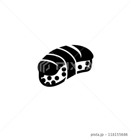 Modern, minimalist black and white sushi icon, perfect for Japanese cuisine lovers Modern, minimalist black and white sushi icon, perfect for Japanese cuisine lovers 118155686