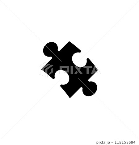 Single black puzzle piece icon, perfect for games, problem-solving, and strategy-related designs Single black puzzle piece icon, perfect for games, problem-solving, and strategy-related designs 118155694