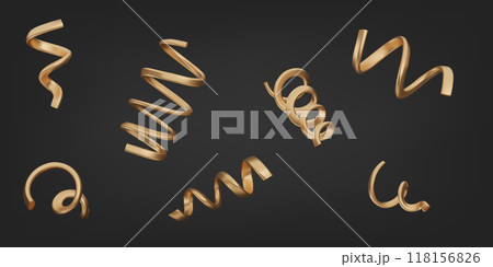 3D golden spiral confetti set 3D golden spiral confetti set 118156826