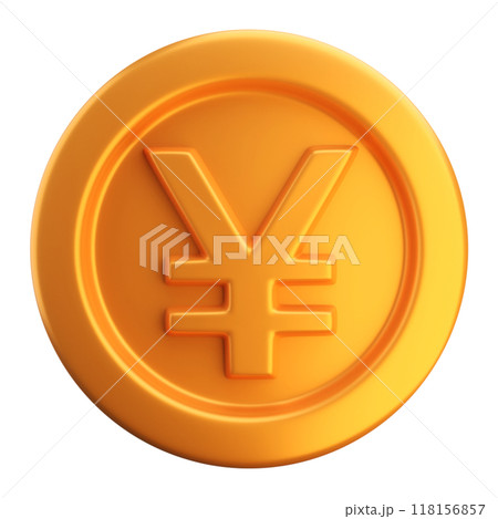 Gold yen coin 3d render 118156857