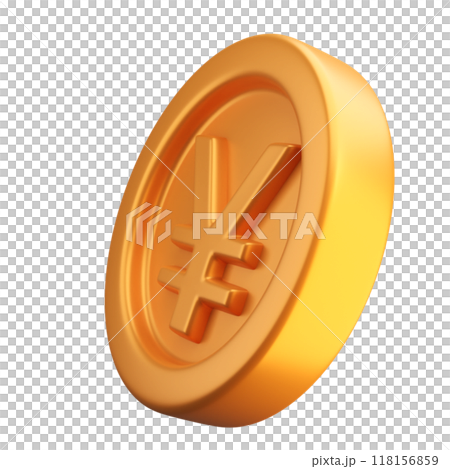 Rendering illustration of yen coin 118156859