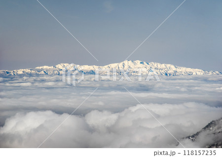 新穂高ロープウェイ展望台から望む冬の白山連峰 118157235