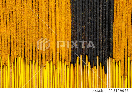 Incense sticks creating striking pattern. Aromatherapy and meditation concept. Incense sticks creating striking pattern. Aromatherapy and meditation concept. 118159058