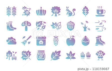Autumn flat gradient icon set.Vector illustration 118159087