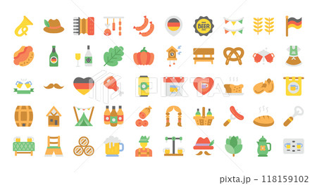 Oktoberfest icons set ,flat style.Vector illustration Oktoberfest icons set ,flat style.Vector illustration 118159102