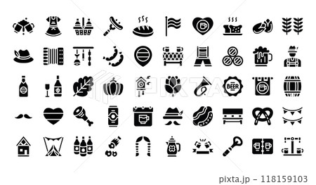Oktoberfest icons set ,glyph style.Vector illustration Oktoberfest icons set ,glyph style.Vector illustration 118159103