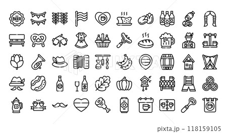 Oktoberfest icons set ,outline style.Vector illustration 118159105