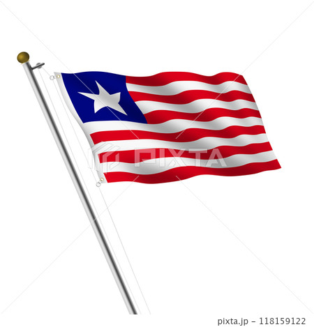 Liberia flagpole 3d illustration with clipping path 118159122