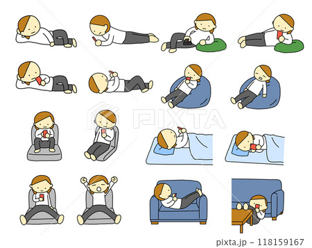 くつろぐ女性のイラスト　セット 118159167