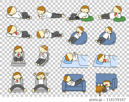 くつろぐ女性のイラスト　セット 118159167